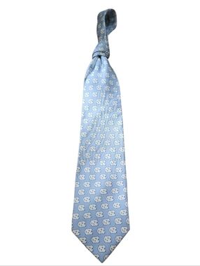 College Classic Light Blue Univ. Of North Carolina Logo Patterned Tie